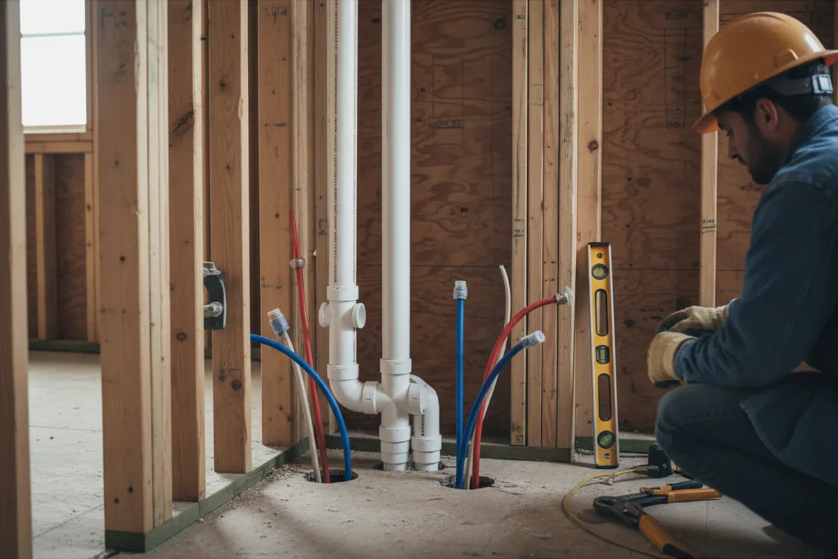 Drain and supply rough-in during Drain Cleaning in Kenvil