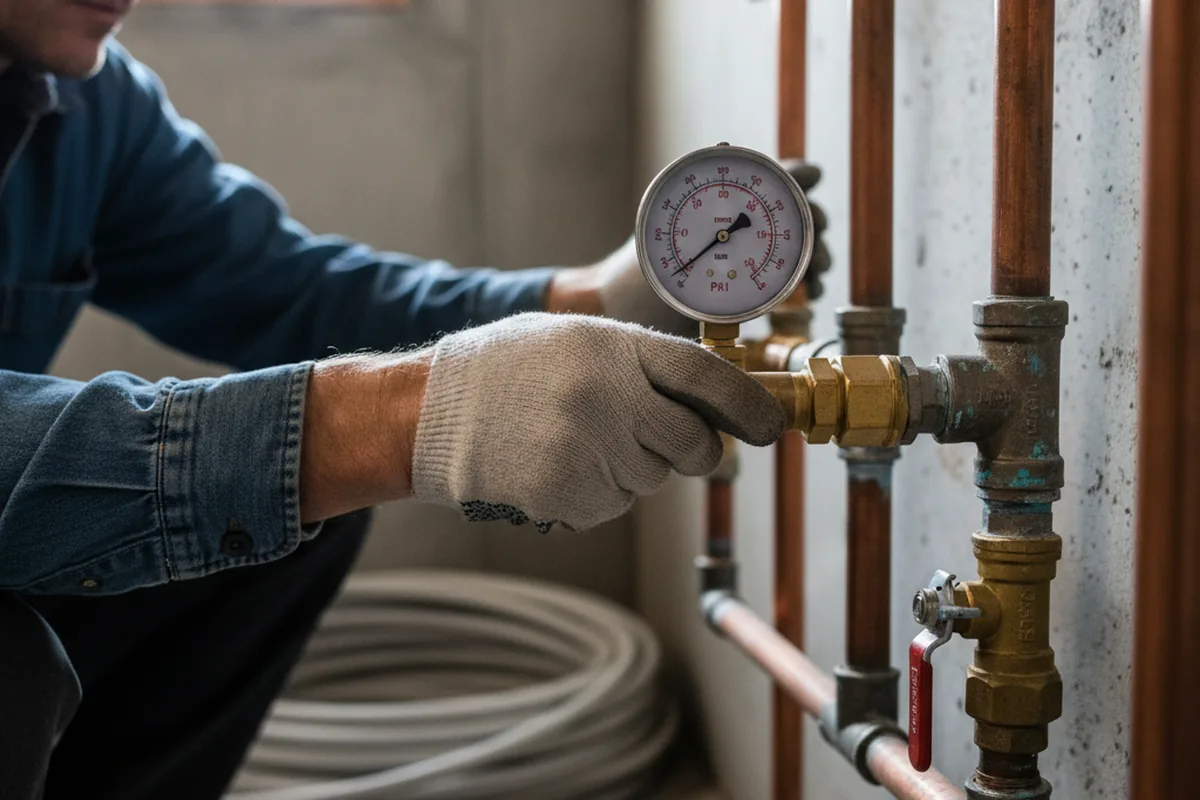 Pressure testing a repaired line during Water Line Repair in Kenvil